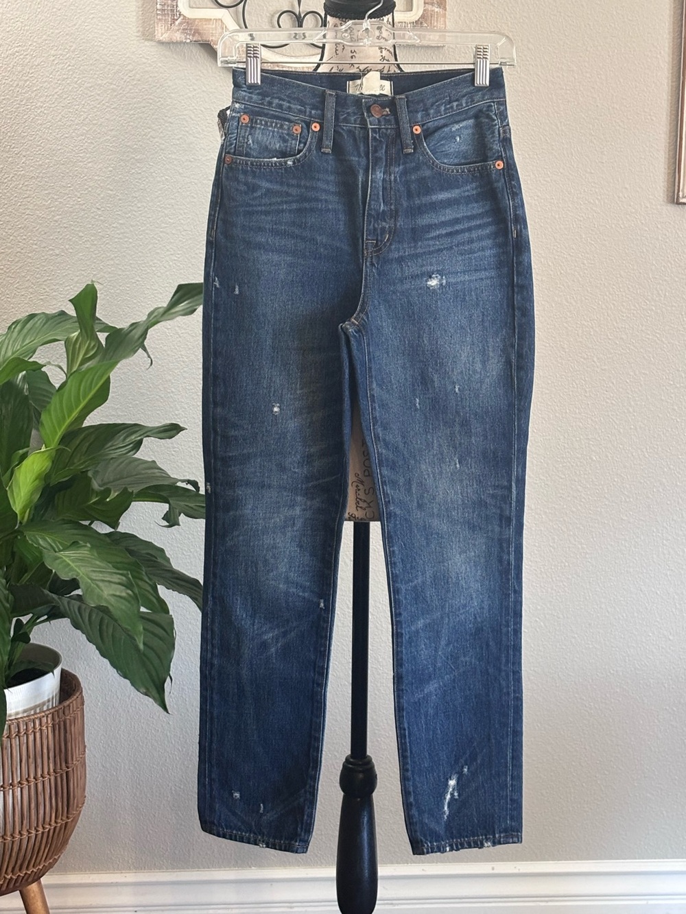 Madewell Dark Blue Distressed Denim Jeans